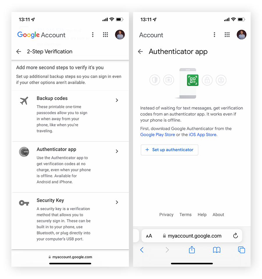 在 iOS 上使用 Google Authenticator 为 Google 帐户设置
2FA